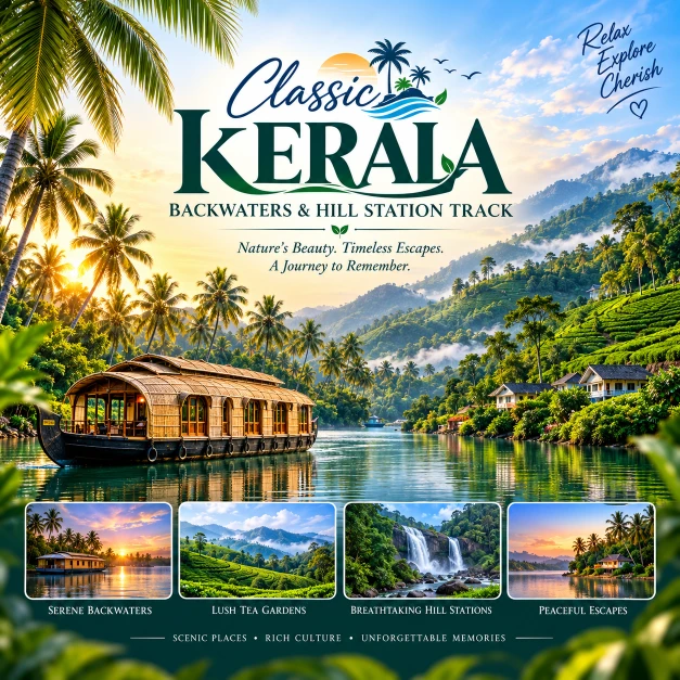 Classic Kerala Backwaters & Hill Station Track